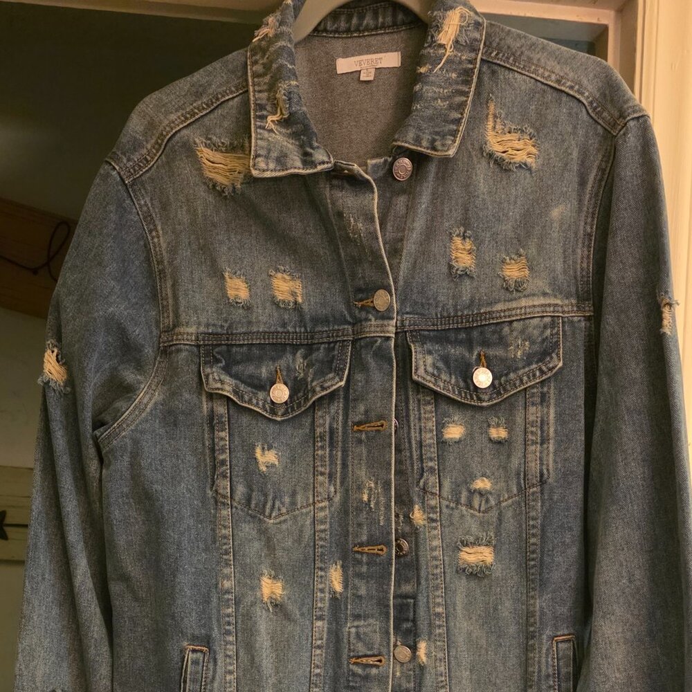 LONG JEAN JACKET (NEVER WORE)